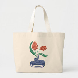 Moderne vaas met tulpen | Bloemen Stilleven Kunst Grote Tote Bag