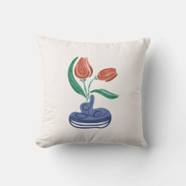Moderne vaas met tulpen | Bloemen Stilleven Kunst Kussen