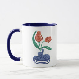 Moderne vaas met tulpen | Bloemen Stilleven Kunst Mok