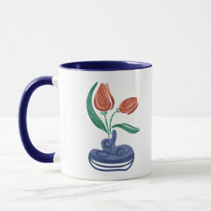 Moderne vaas met tulpen   Bloemen Stilleven Kunst Mok