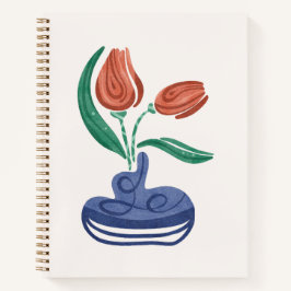 Moderne vaas met tulpen | Bloemen Stilleven Kunst Notitieboek