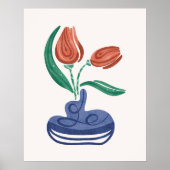 Moderne vaas met tulpen | Bloemen Stilleven Kunst Poster (Voorkant)