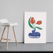 Moderne vaas met tulpen | Bloemen Stilleven Kunst Poster