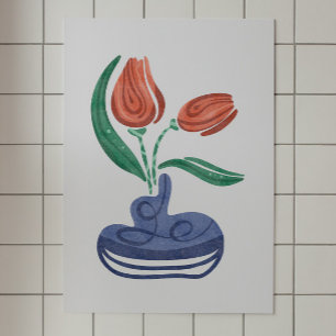 Moderne vaas met tulpen   Bloemen Stilleven Kunst Poster