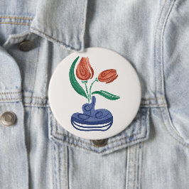 Moderne vaas met tulpen | Bloemen Stilleven Kunst Ronde Button 4,0 Cm