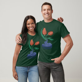 Moderne vaas met tulpen | Bloemen Stilleven Kunst T-shirt