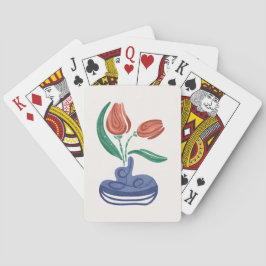 Moderne vaas met tulpen | bloemstilleven kunst pokerkaarten