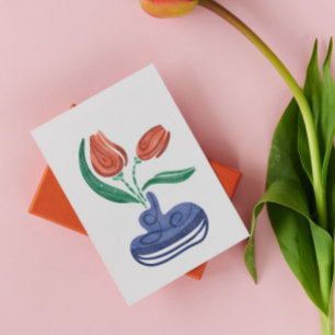 Moderne vaas met tulpen Bloemstillevens kunst Briefkaart