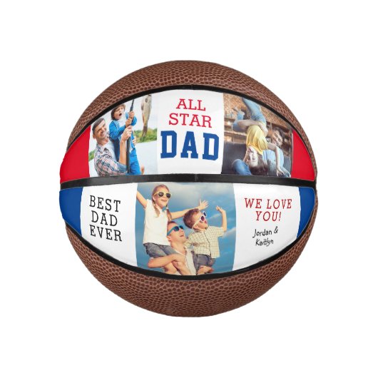 Moderne vader ALL STAR DAD 3 Foto Collage Basketbal (Voorkant)