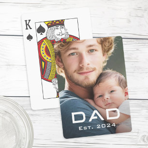 Moderne vader beste jaar vaderdag nieuwe baby foto pokerkaarten