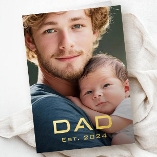 Moderne vader est jaar vaderdag nieuwe baby foto folie wenskaart