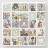Moderne vader Foto Collage Vaderdag Family Love Stenen Onderzetter (Voorkant)