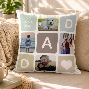 Moderne Vader Fotocollage Vaderdag Schattige Famil Kussen