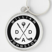 Moderne vader gepersonaliseerde naam golf liefhebb sleutelhanger (Voorkant)