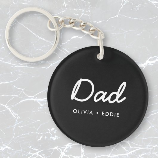 Moderne vader | Kinder Names Vaderdag Script Black Sleutelhanger