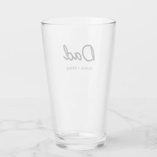 Moderne vader | Kinder Names Vaderdag Script Glas (Achterkant)