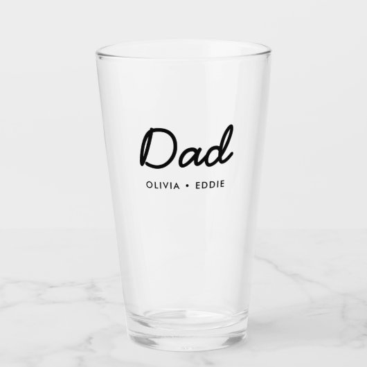 Moderne vader | Kinder Names Vaderdag Script Glas (Voorkant)