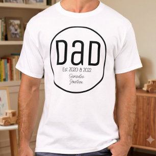 Moderne vader met simpele kindernamen t-shirt