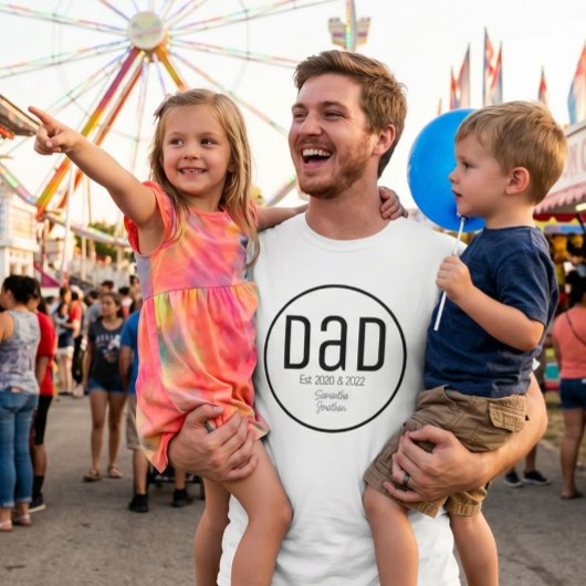 Moderne vader met simpele kindernamen t-shirt