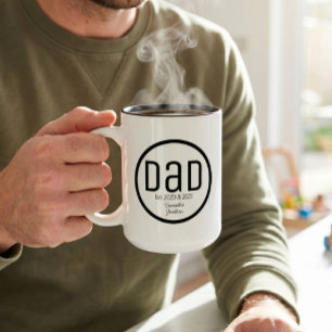 Moderne vader met simpele kindernamen tweekleurige koffiemok