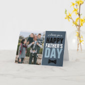 Moderne Vader Navy Blue Bow Stropdas Happy Vaderda Kaart (Gele Bloem)