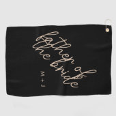 Moderne vader van de bruid | Beige + Zwart Script Golfhanddoek (Horizontaal)
