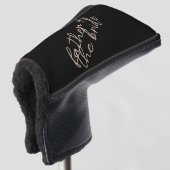 Moderne vader van de bruid | Beige + Zwart Script Golfheadcover (3/4 voorkant)