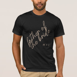 Moderne vader van de bruid   Beige + Zwart Script T-shirt