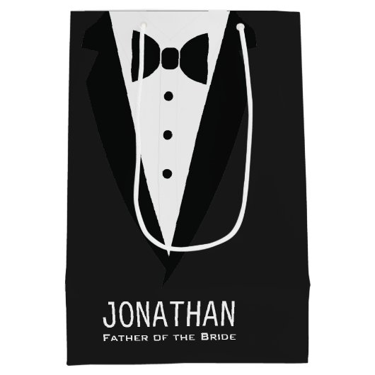 Moderne vader van de bruid bruiloft Tuxedo Medium Cadeauzakje (Achterkant)