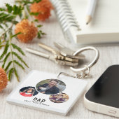 Moderne vader We houden van je 3 Foto's Vader Dag Sleutelhanger (Voorkant Rechts)