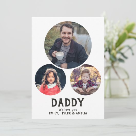 Moderne vader we houden van je Oval 3 Foto's Vader Feestdagenkaart (Staand voorkant)