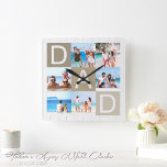 Moderne Vaderdag fotocollage Vierkante Klok<br><div class="desc">Jazz up your space met deze Custom Modern Vaderdag Photo Collage Square Wall Clock, een perfecte mix van functie en kunst. Een perfecte herinnering aan uw gekoesterde momenten met uw dierbaren, deze wandklok is niet alleen een uurwerk, het is een statement! Elke klok heeft een unieke collage van uw gekozen...</div>