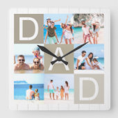 Moderne Vaderdag fotocollage Vierkante Klok (Voorkant)