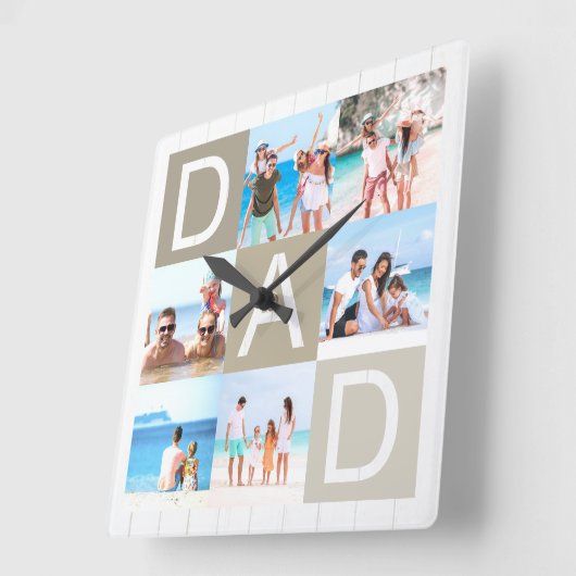 Moderne Vaderdag fotocollage Vierkante Klok (Hoek)