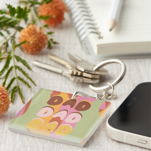 Moderne Vaderdag Retro Patroon Vader Bericht Sleutelhanger
