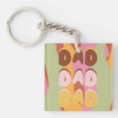 Moderne Vaderdag Retro Patroon Vader Bericht Sleutelhanger (Voorkant)
