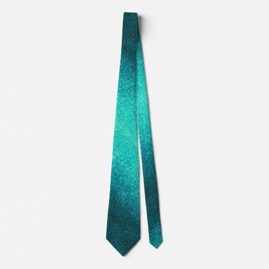 Moderne Vaderdag Trouw Aqua Glitter Schittert Stropdas (Voorkant)