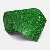 Moderne Vaderdag Trouw Groene Glitter Schittert Stropdas (Opgerold)
