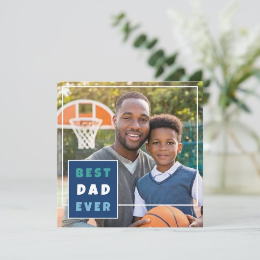 Moderne Vaderdag voor beste vader ooit fotocollage Feestdagenkaart (Staand voorkant)