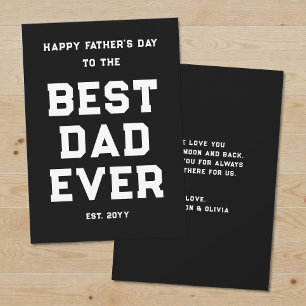 Moderne Vaderdag Zwart en Wit Beste Papa Aller Tij Feestdagenkaart
