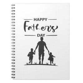 Moderne Vaderdagkaart met Zwarte en Witte Silhouet Notitieboek