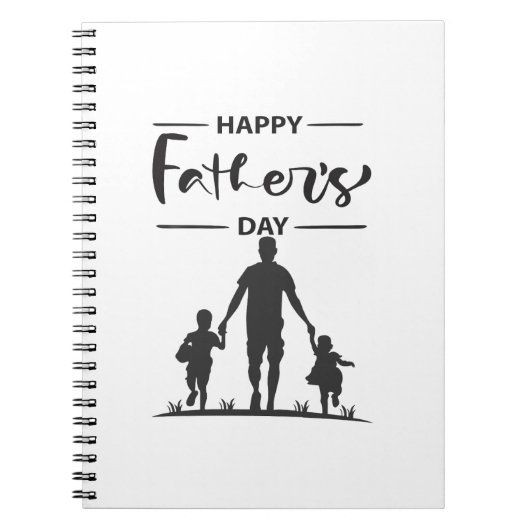 Moderne Vaderdagkaart met Zwarte en Witte Silhouet Notitieboek (Voorkant)