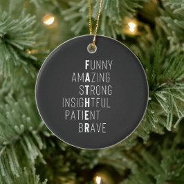 Moderne vaderdefinitie handgeschreven kinder namen keramisch ornament