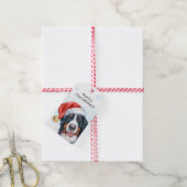 Moderne vakantie Berner Berg Hond Kerstmis Cadeaulabel (Met Touw)