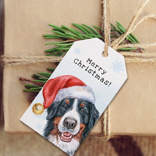 Moderne vakantie Berner Berg Hond Kerstmis Cadeaulabel