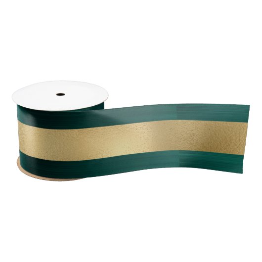 Moderne vakantie Blauwgroen gouden metallic streep Satijnen Lint (Spoel)