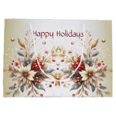 Moderne Vakantie Bloemen Gift Bag Groot Cadeauzakje (Achterkant)