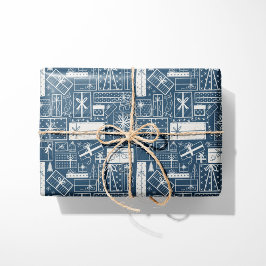 Moderne vakantie Cadeaus blauw en wit Cadeaupapier