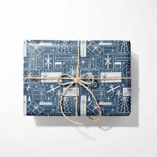 Moderne vakantie Cadeaus blauw en wit Cadeaupapier