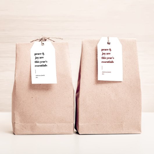 Moderne vakantie citaat vrede en vreugde cadeaulabel